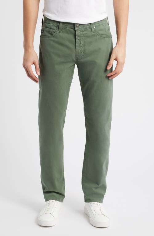 Ag Everett Sueded Stretch Sateen Slim Straight Leg Pants In Green