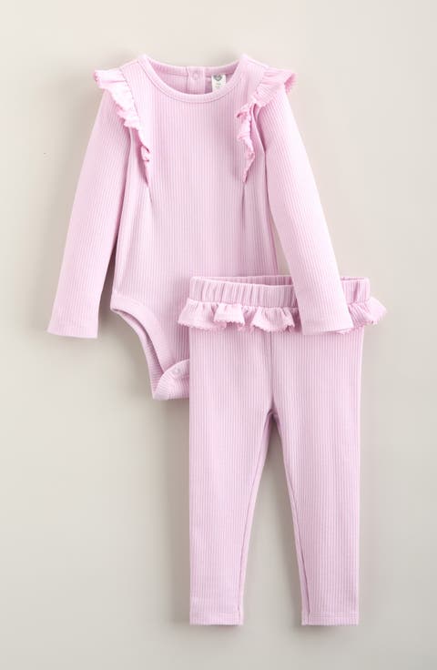 Kids' Rib Ruffle Bodysuit & Leggings Set