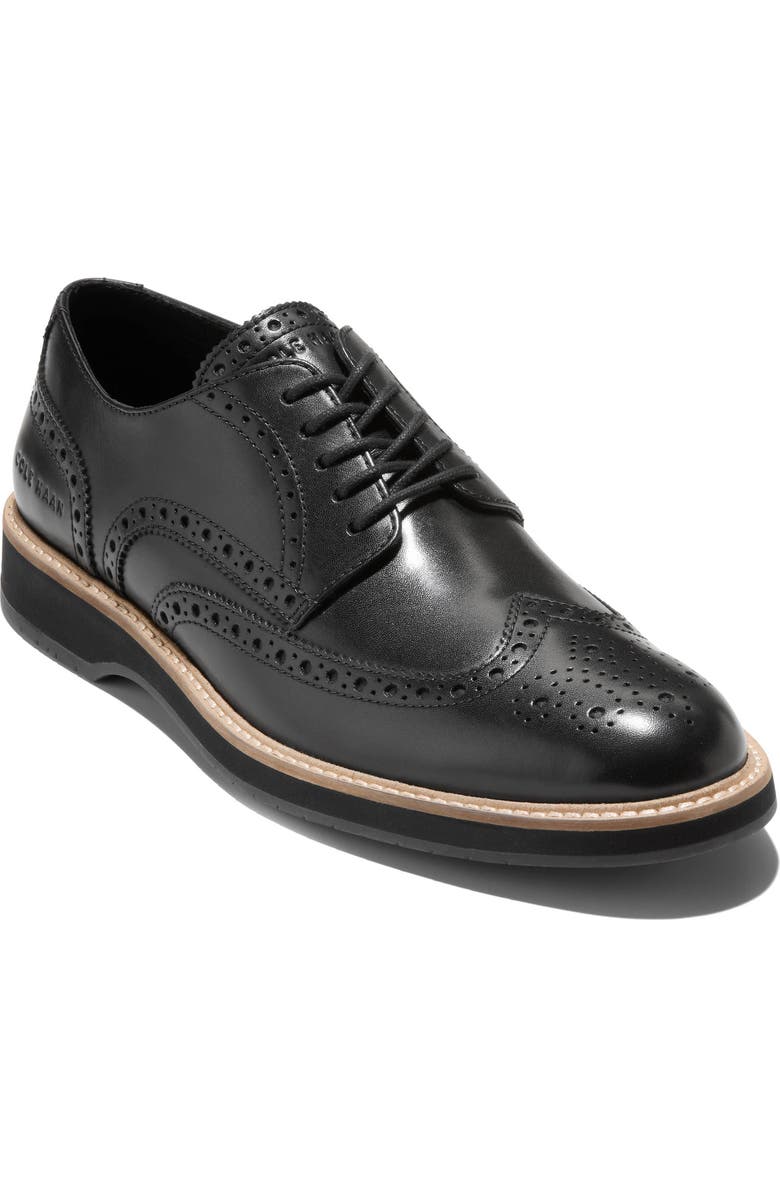 Cole Haan Morse Grand Wingtip Derby, Main, color, Black / Black / Gray Pinstripe