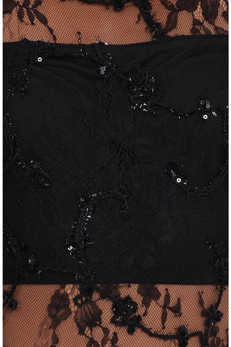 Zina Sequin & Lace Jumpsuit, Alternate, color, BLACK