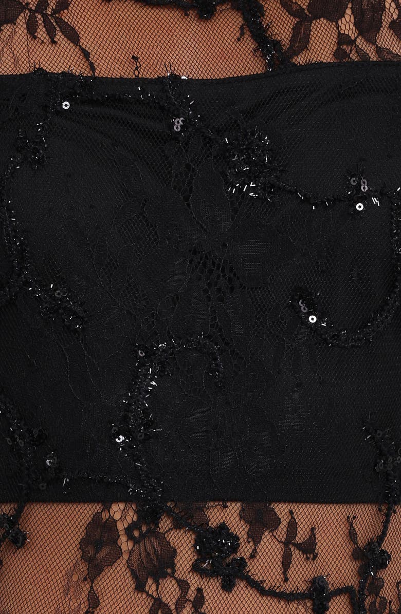 Petal & Pup Zina Sequin & Lace Jumpsuit, Alternate, color, Black