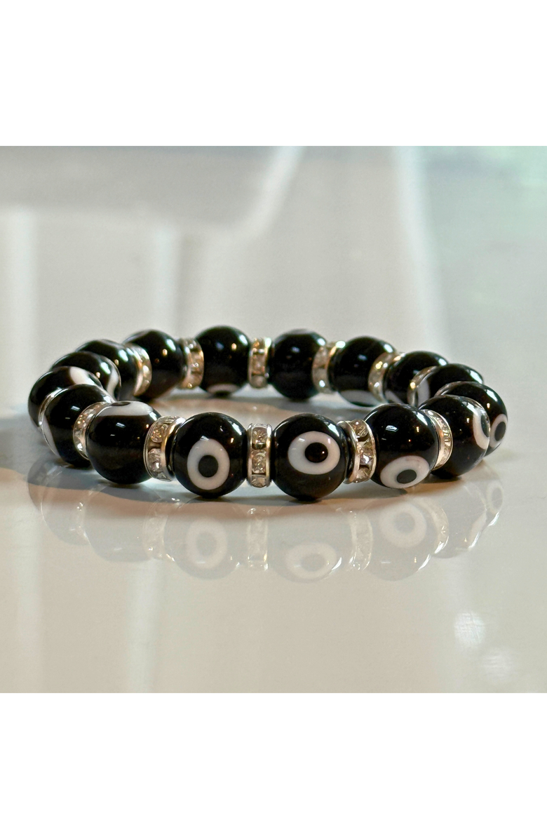 Humanist Beauty Evil Eye Beaded Bracelet, Alternate, color, Black