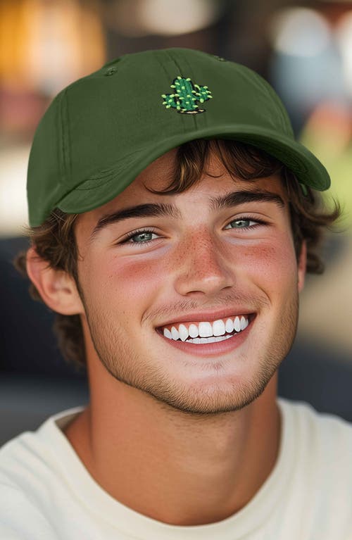 Dalix Cactus Embroidered Low Crown Cap In Olive