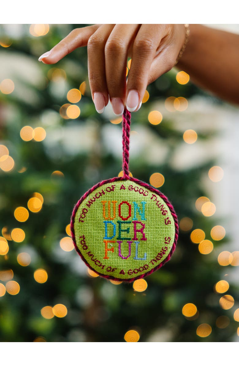Furbish Needlepoint Ornament - Too Much, Alternate, color, Green