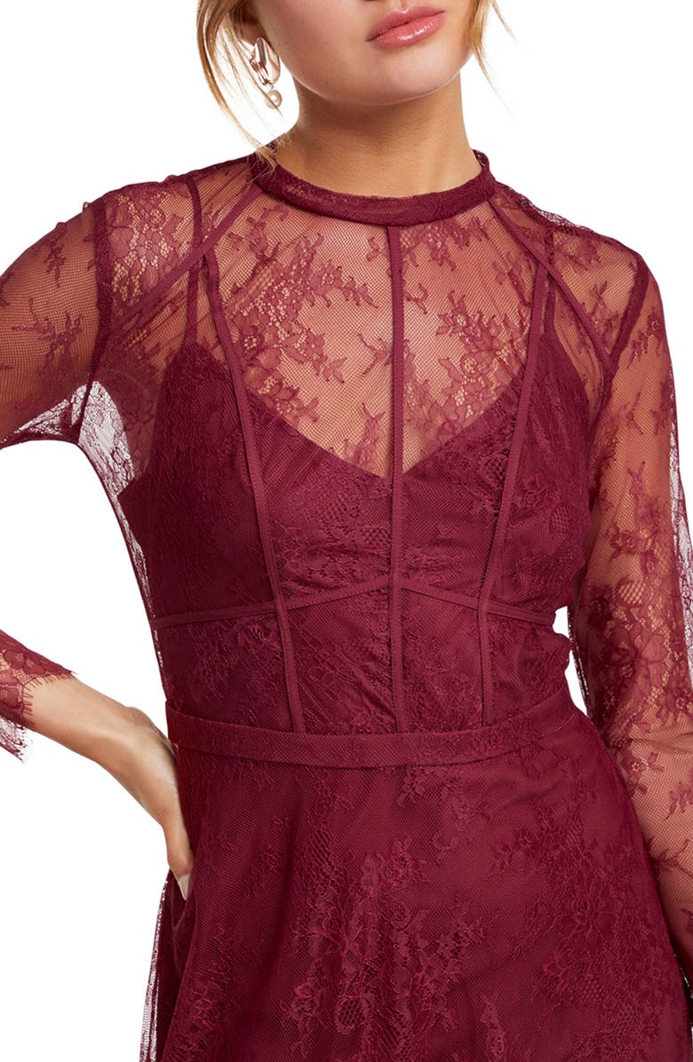 Ever New Chantilly Lace Long Sleeve Midi Dress, Alternate, color,