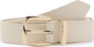 MANGO Embossed Buckle Faux Leather Belt