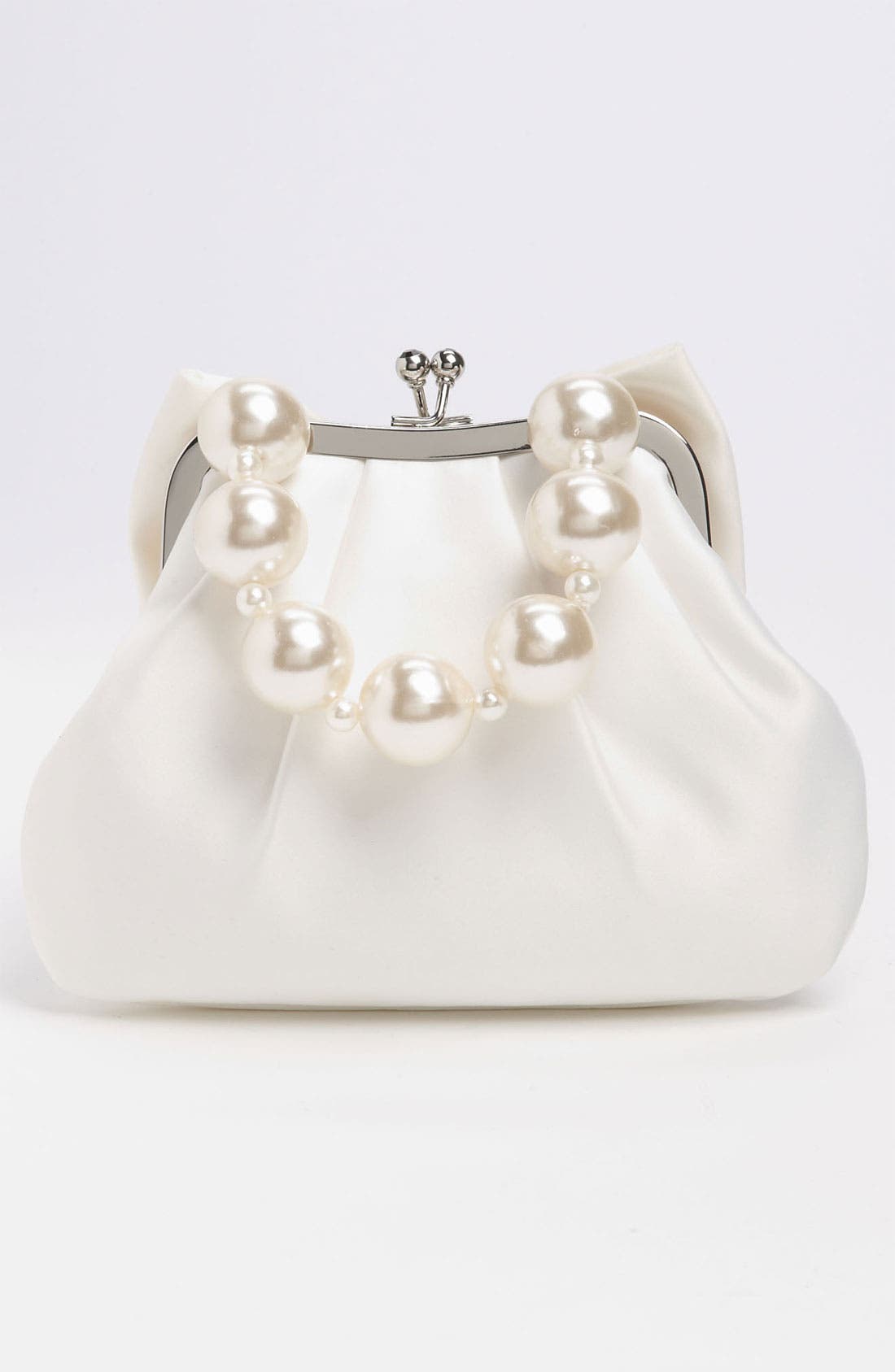 'Large' Satin Bow Clutch, Alternate, color, IVORY
