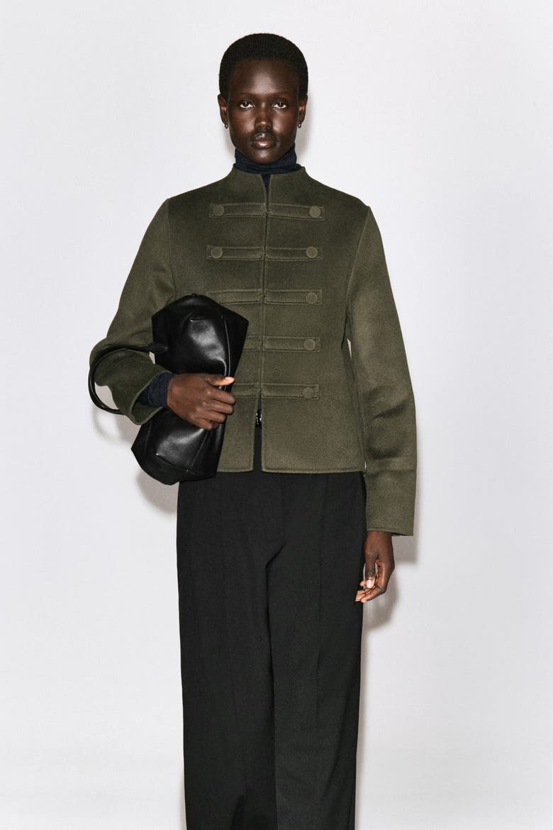 Double-Faced Wool Uniform Jacket, Alternate, color, KHAKI