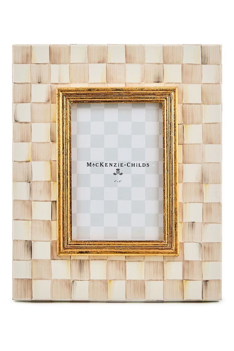 Mocha Check Enameled Steel 4 x 6-Inch Picture Frame, Main, color, MOCHA
