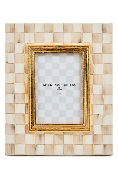 Mackenzie-childs Mackenzie Childs Mocha Check Enameled Steel 4 X 6-inch Picture Frame In Brown