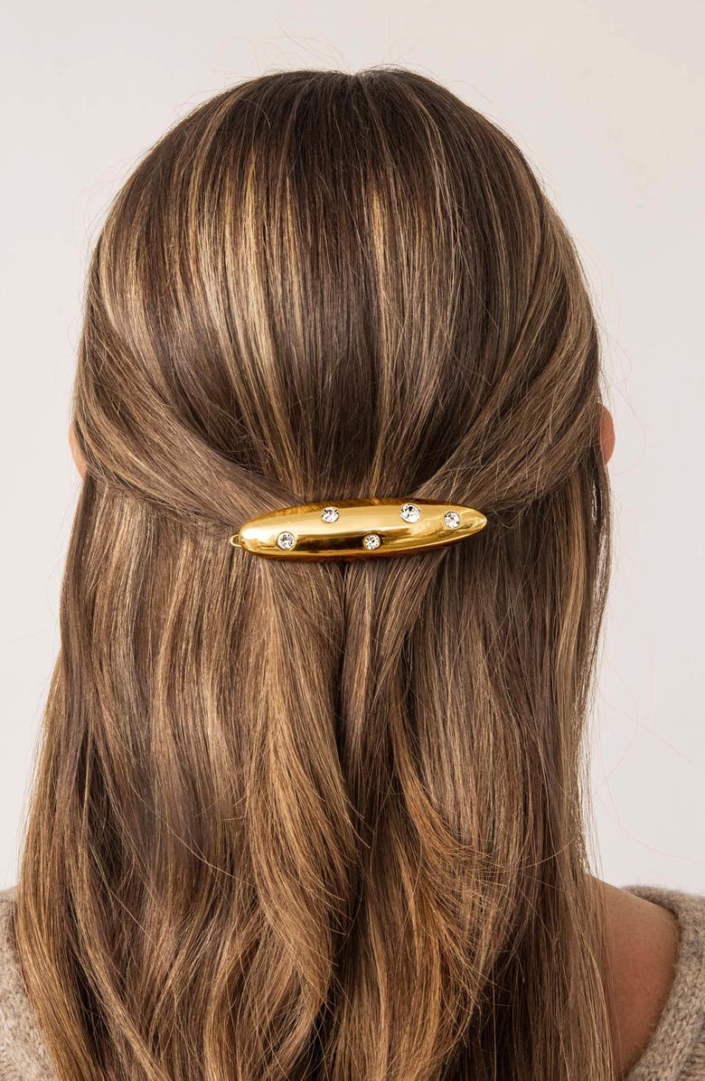 Ettika Crystal Studded Oblong Barrette, Alternate, color, Gold