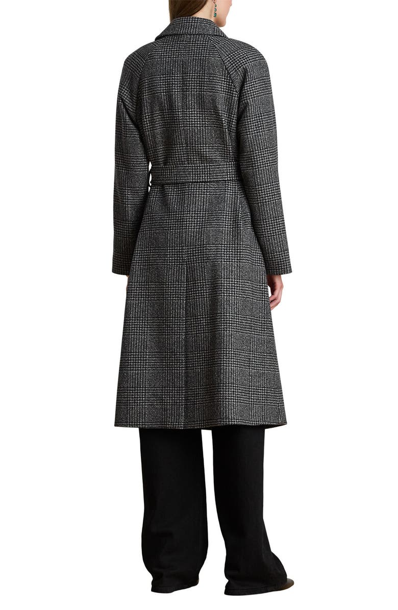 Lauren Ralph Lauren Plaid Belted Double Breasted Coat, Alternate, color, Black/ Grey Plaid