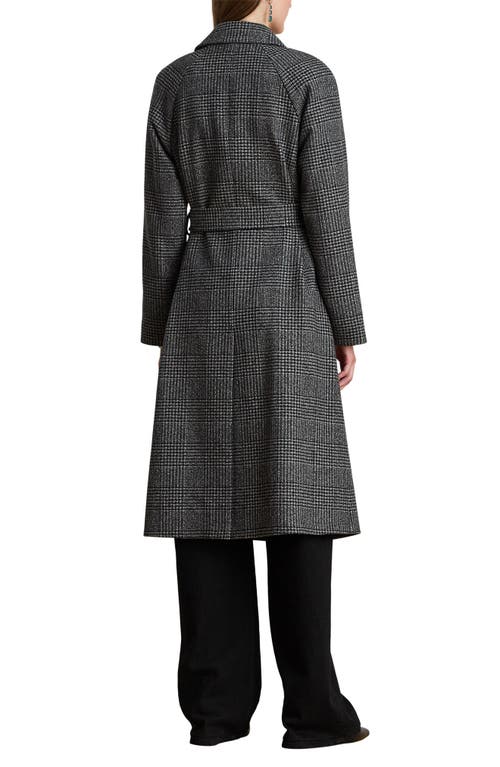Ralph Lauren Lauren Plaid Belted Double Breasted Coat In Gray