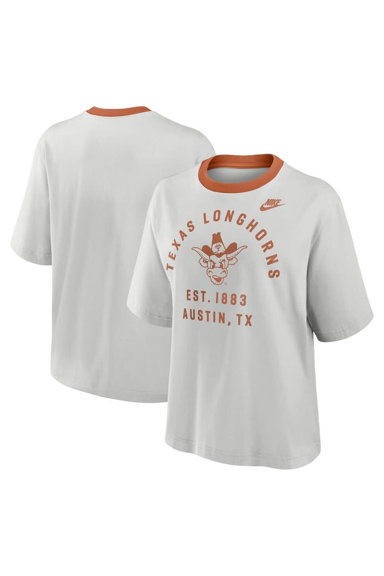 Women's Nike Gray Texas Longhorns Legacy Arch Script Boxy T-Shirt, Main, color, Gray