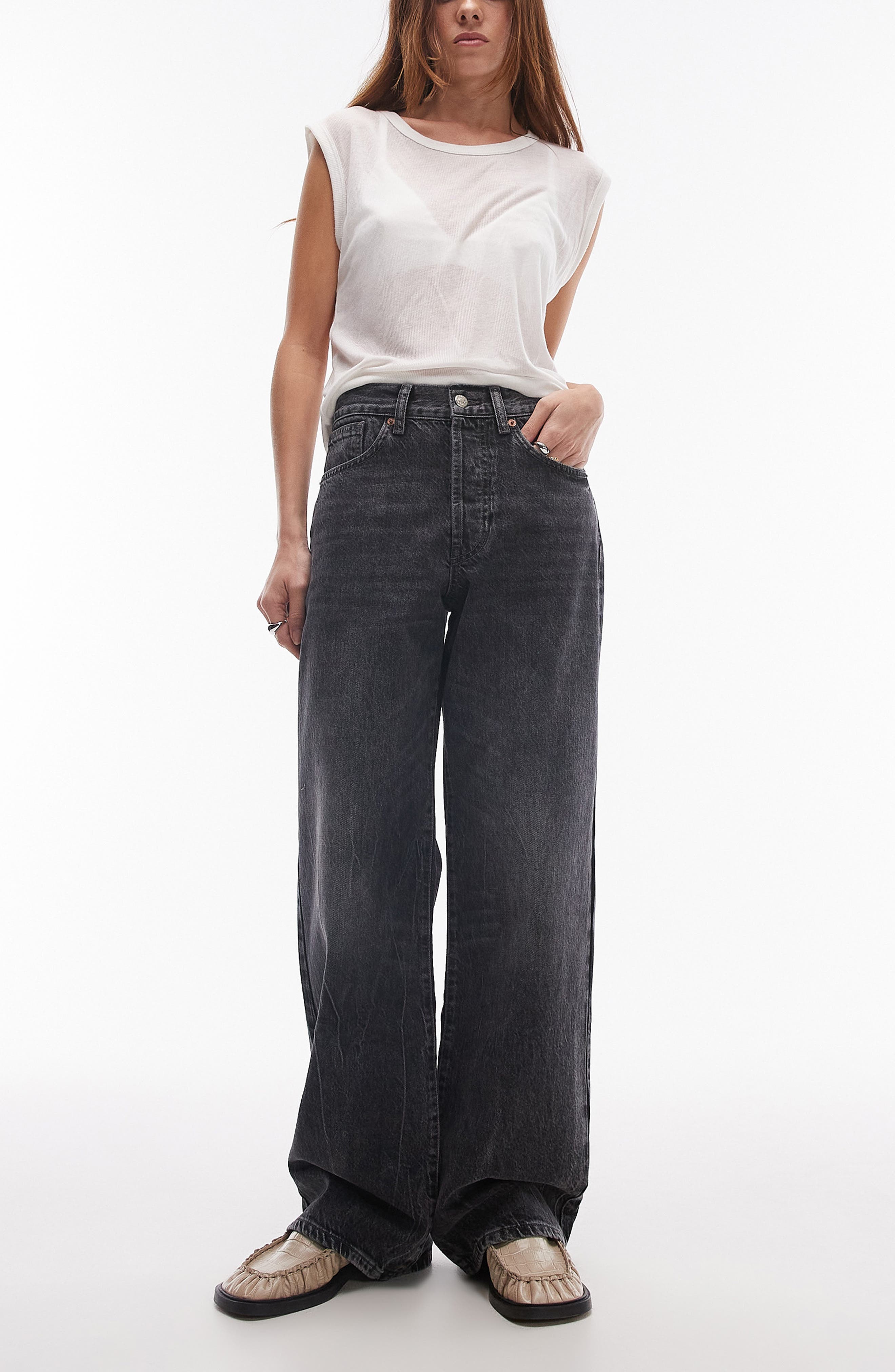 mid rise wide leg pants