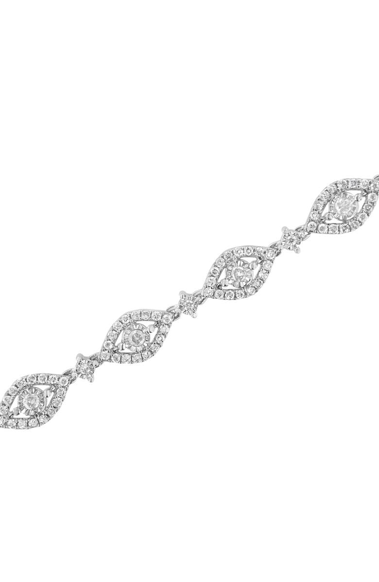 Haus of Brilliance Silver 2 1/2 Cttw Diamond Pear Shaped and Bezel Link Bracelet, Alternate, color, White