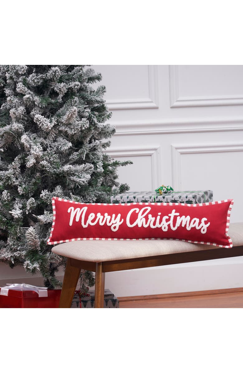 C&F Home "Merry Christmas" Embellished Cotton Blend Long Accent Pillow 8" x 30", Alternate, color,