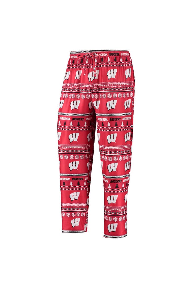 Men's Concepts Sport Red Wisconsin Badgers Ugly Sweater Long Sleeve T-Shirt and Pants Sleep Set, Alternate, color, Red
