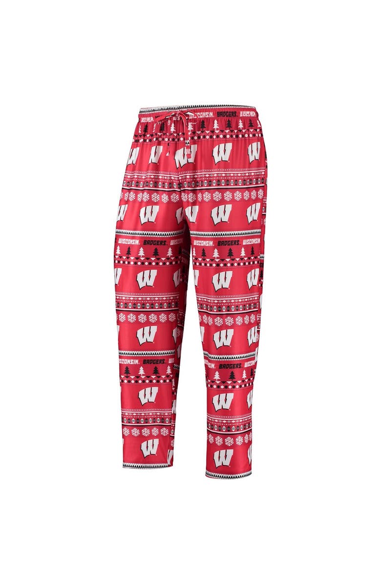 CONCEPTS SPORT Men's Concepts Sport Red Wisconsin Badgers Ugly Sweater Long Sleeve T-Shirt and Pants Sleep Set, Alternate, color, Red