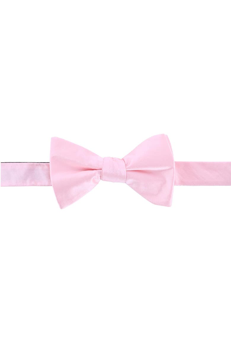 Sutton Solid Color Silk Brace Bow Tie Necktie and Pocket Square Set, Alternate, color, Pink