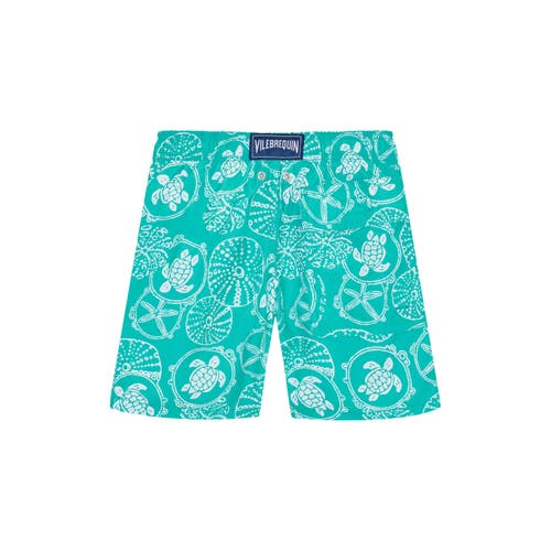 Vilebrequin Kids' Oursins Bicolor Swim Shorts In Vert Disco