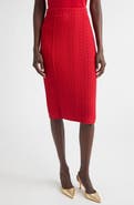 ST. JOHN Cotton Blend Mixed Stitch Sweater Skirt