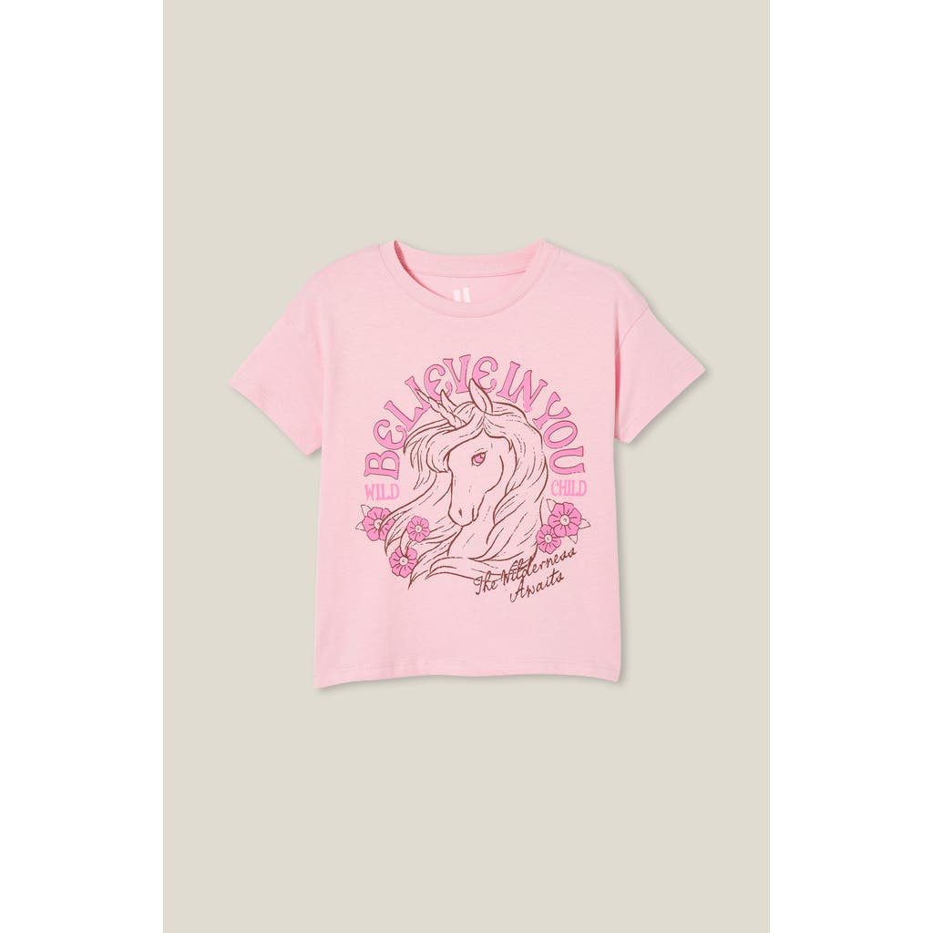 Cotton On Kids Kid's Poppy Short Sleeve Graphic Print Tee In Blush Pinkbelieve In You