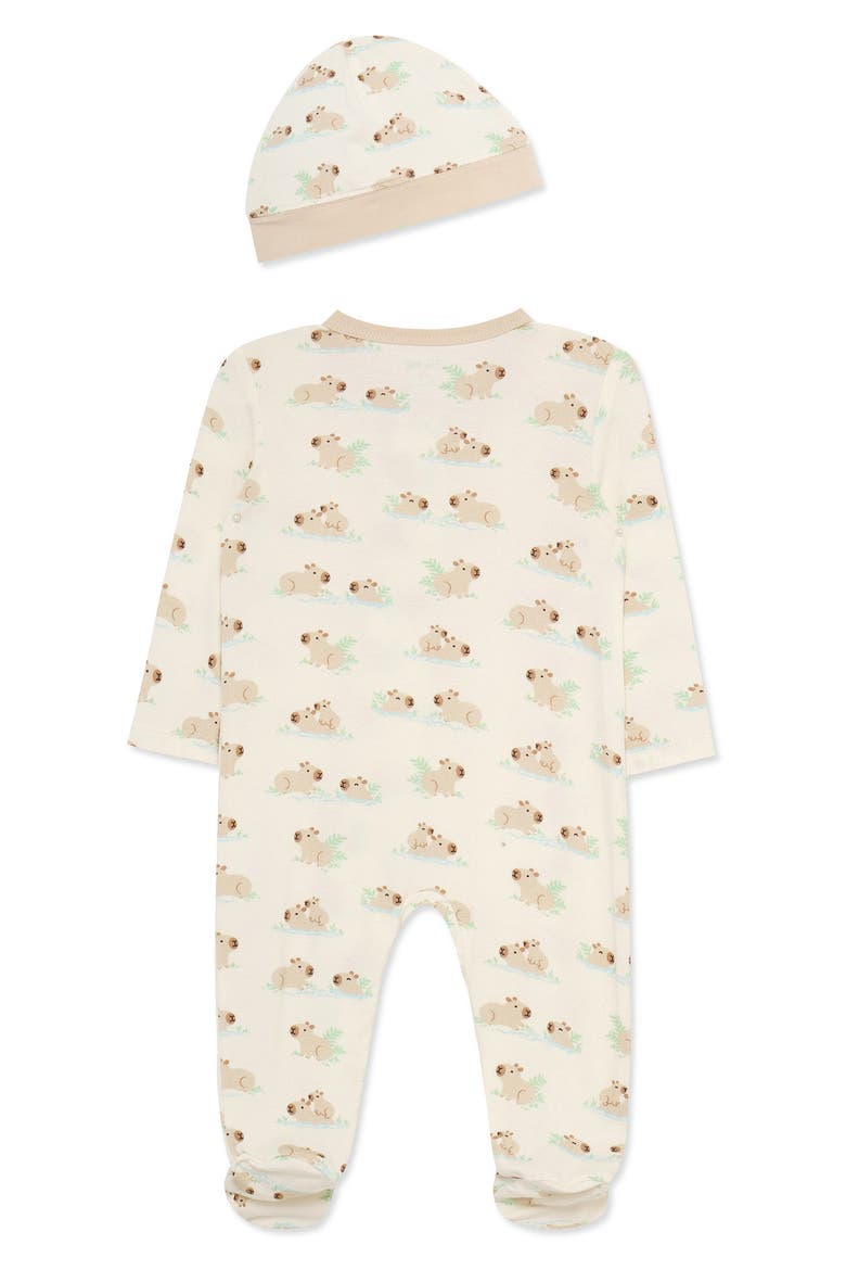 Capybaras Stretch Viscose Zip Footie & Hat Set (Nordstrom Exclusive), Alternate, color, MULTI