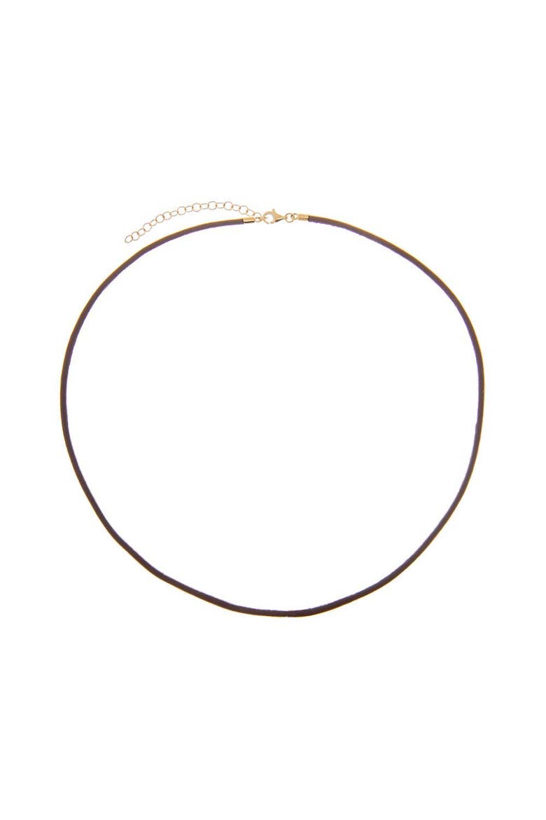 Brown Leather Rope Chain Choker Necklace 14K, Main, color, Brown - 16 Inch