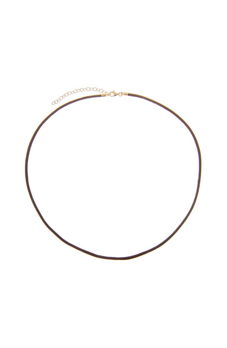 BY ADINA EDEN Brown Leather Rope Chain Choker Necklace 14K, Main, color, Brown - 16 Inch