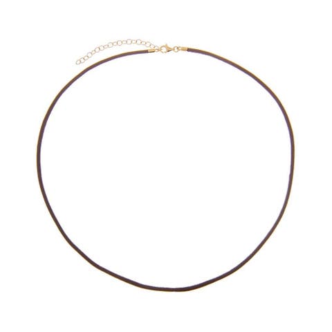 Brown Leather Rope Chain Choker Necklace 14K