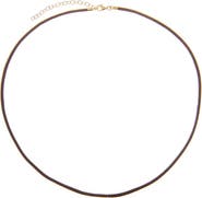 BY ADINA EDEN Brown Leather Rope Chain Choker Necklace 14K