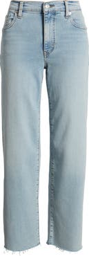 FRAME The Mellow Frayed Ankle Straight Leg Jeans
