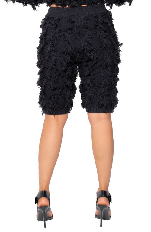 Dai Moda Fusion Wool & Cotton Sweater Shorts In Black