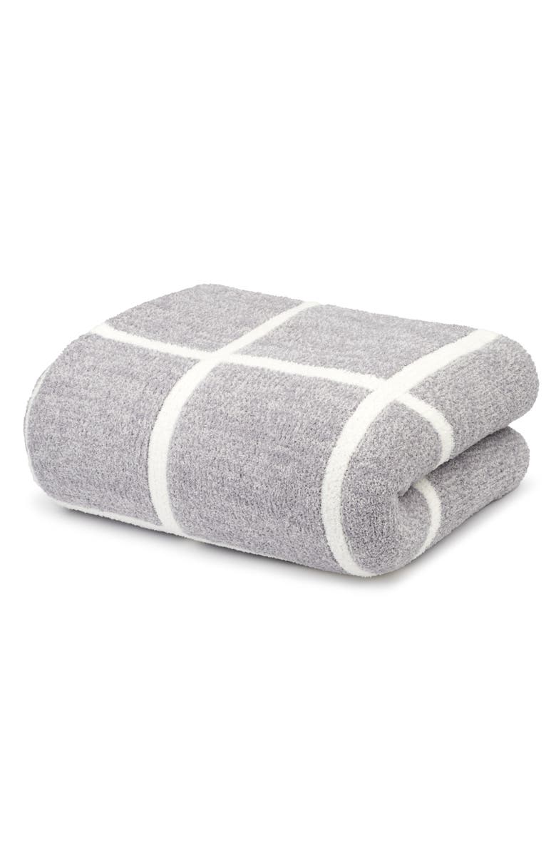 Kashwére Throw - Window Pane Heathered - Chenilla Cloud, Main, color, Creme / Soapstone / Steel