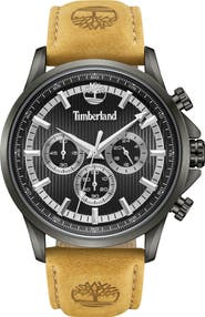 Timberland Bernardston Multifunction Chronograph Leather Strap Watch, 45mm