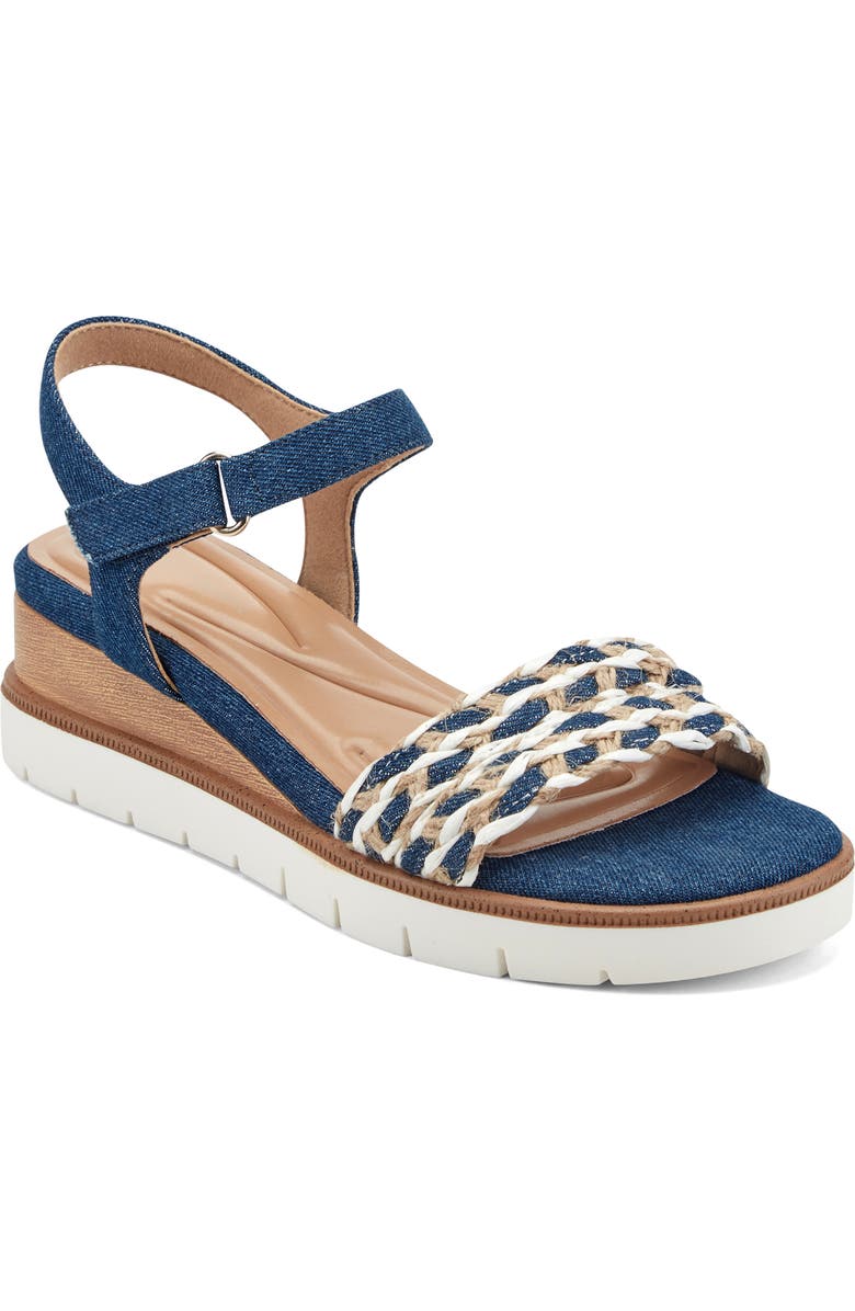 Easy Spirit Edythe Wedge Sandal, Main, color, Dark Blue