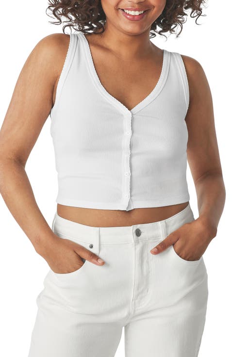 Rib Button-Up Tank Top