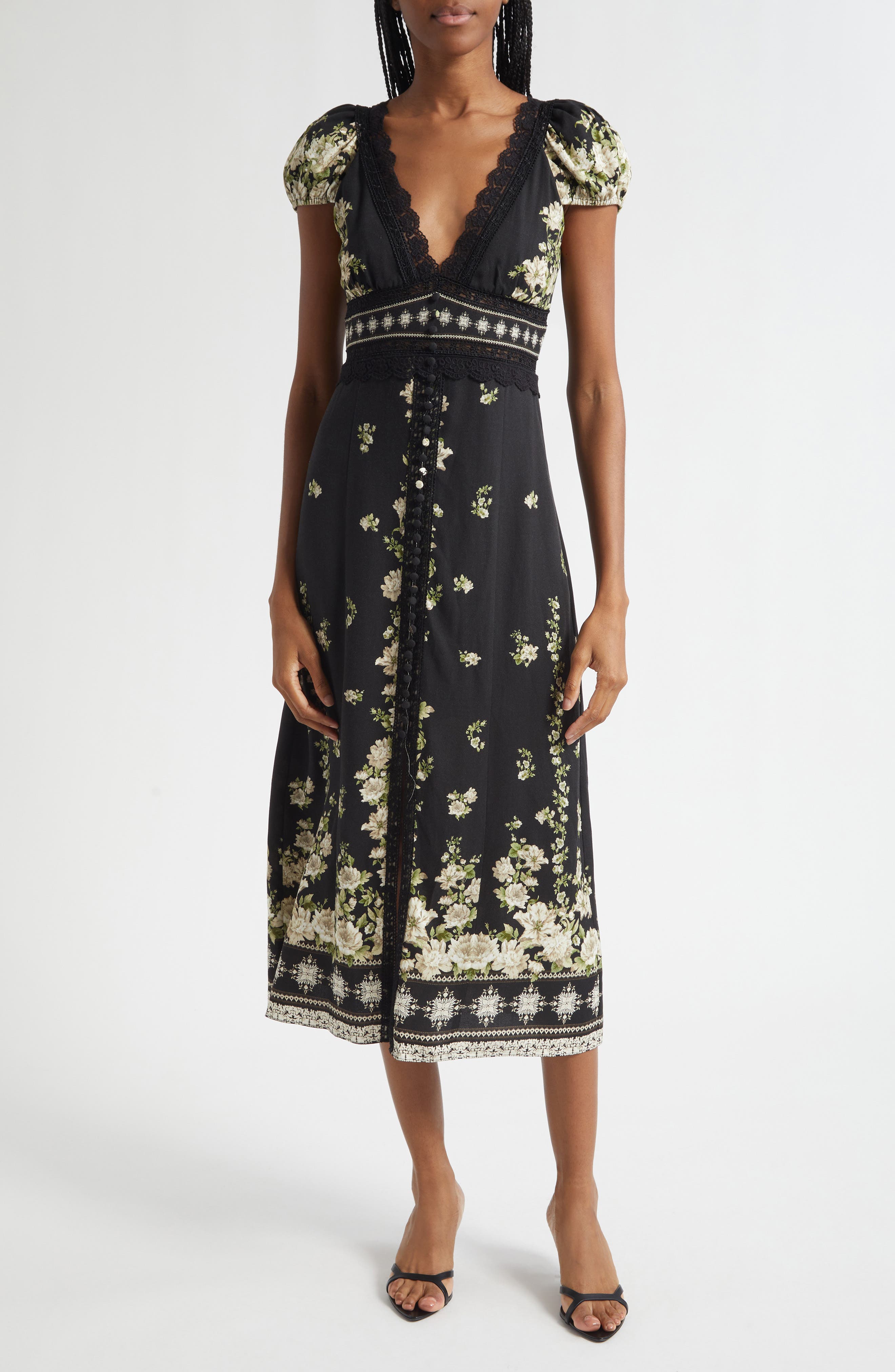 Alice + Olivia Floral Lace Detail Dress