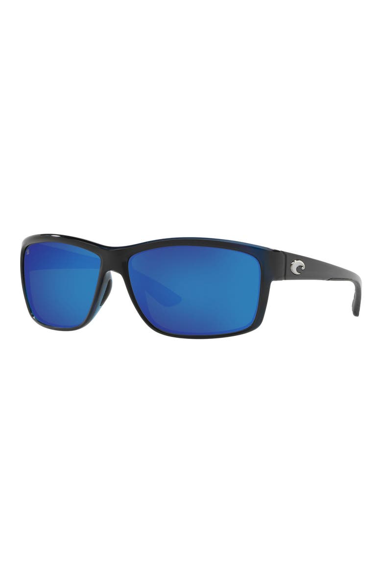 63mm Rectangle Sunglasses, Alternate, color, BLACK POLARIZED GLASS
