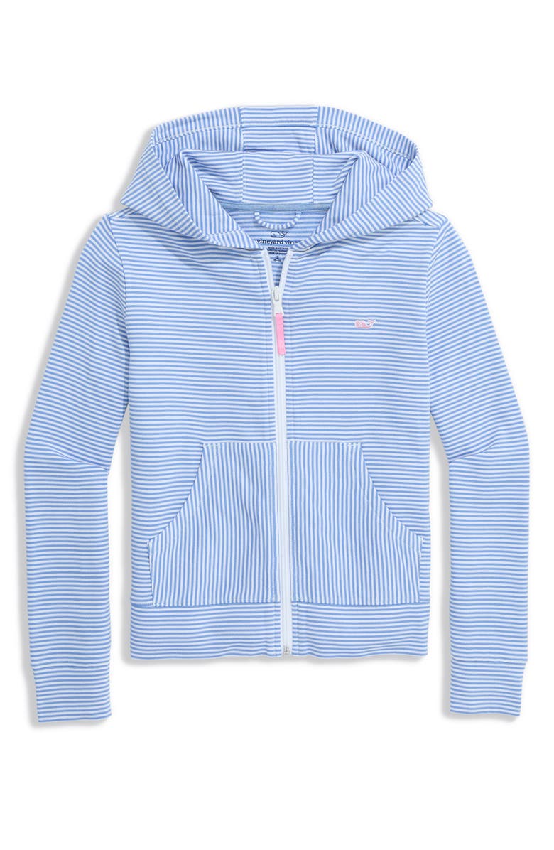 vineyard vines Kids' Dreamcloth Full Zip Hoodie, Main, color, Stripe Blue White