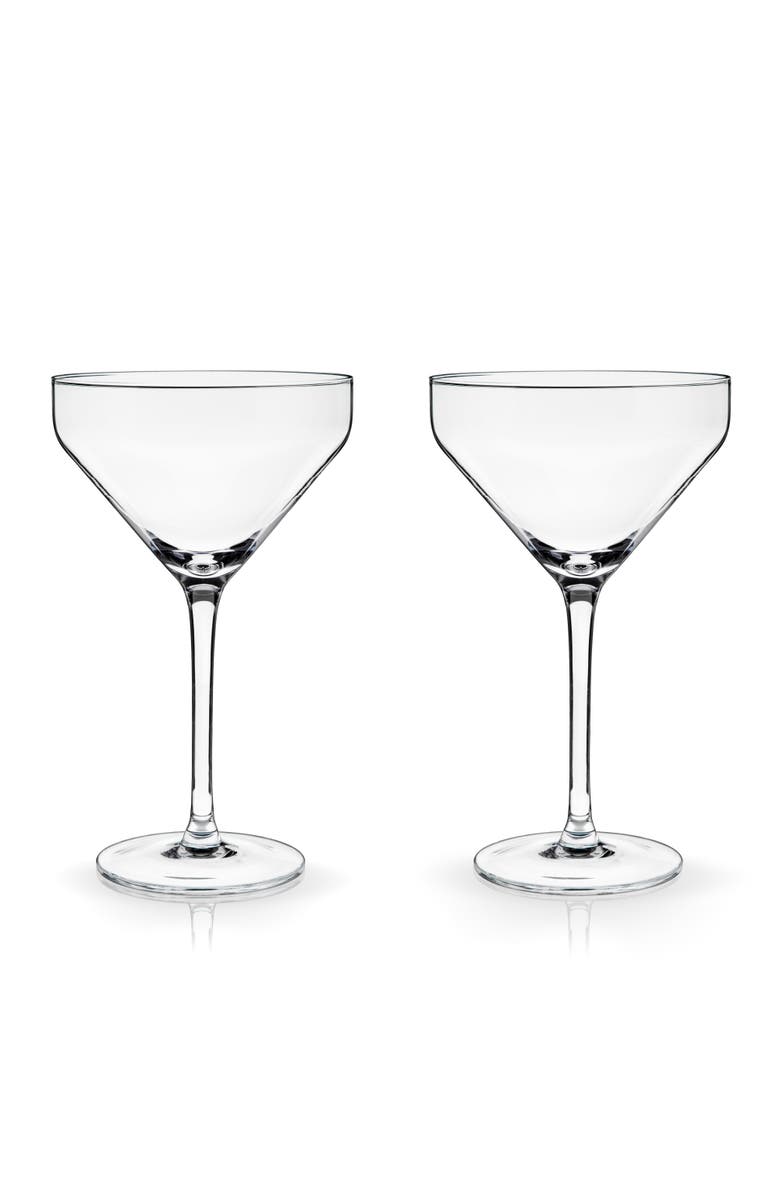 Viski Raye Crystal Angled Martini Glasses Set of 2, Main, color, Clear