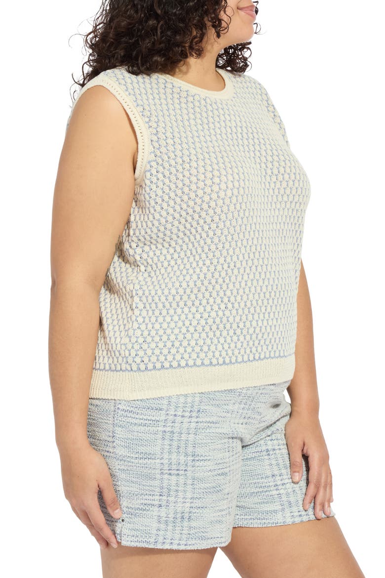 Claire Honeycomb Knit Tank, Alternate, color, ECRU/ AZZURRO