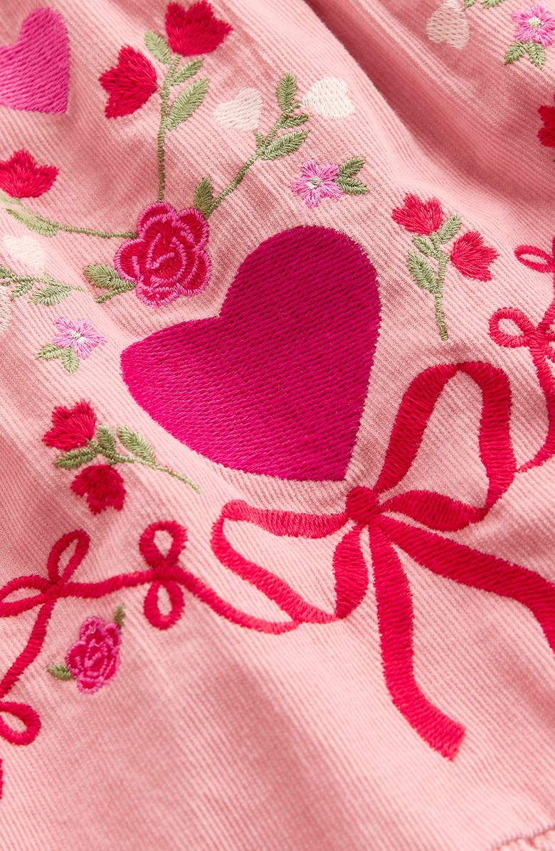 Mini Boden Kids' Clover Embroidered Corduroy Dress, Alternate, color, Vintage Pink