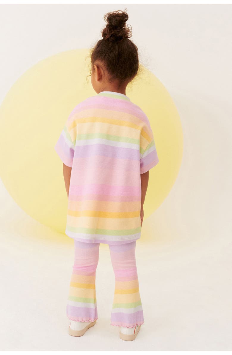 NEXT Kids' Rainbow Stripe Cotton T-Shirt & Leggings Set, Alternate, color, 