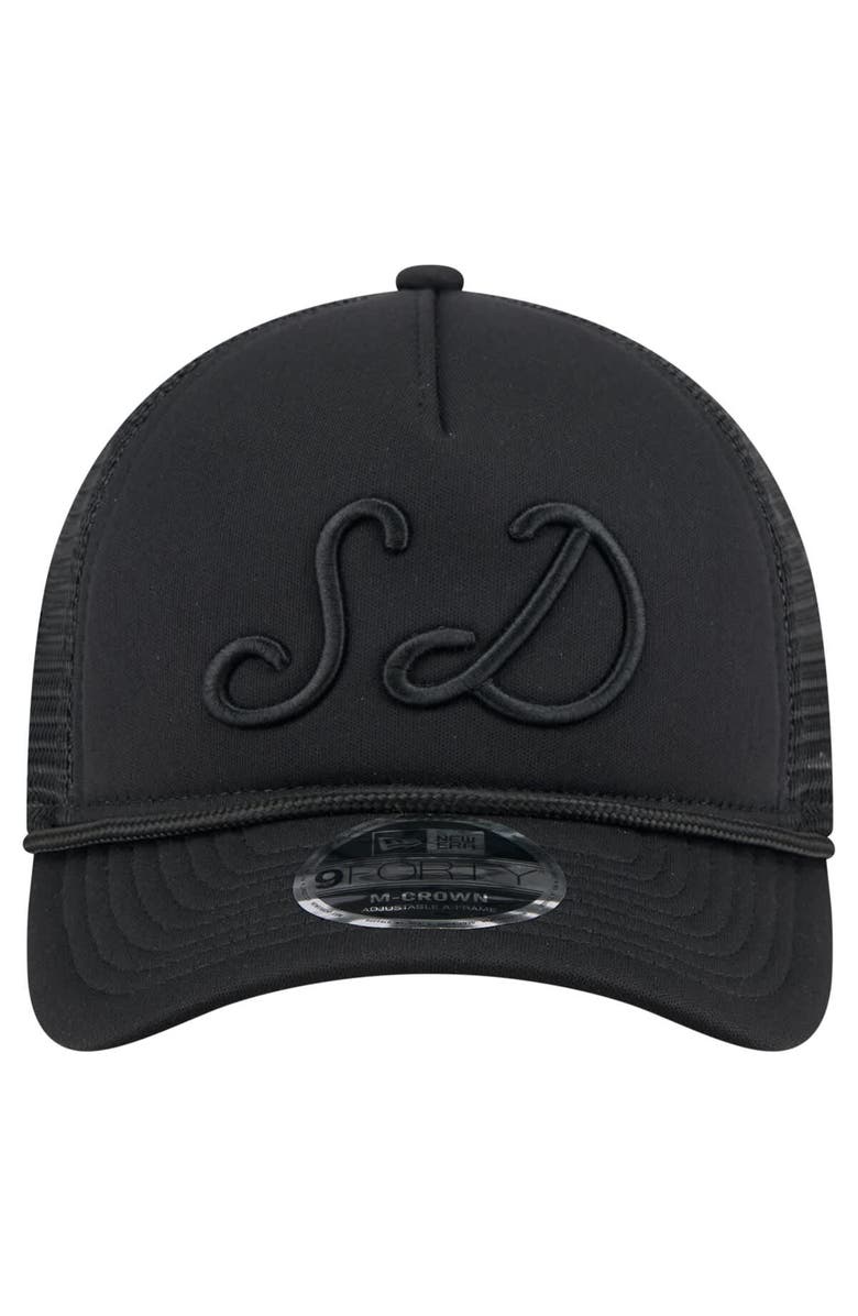 New Era Men's New Era Black San Diego Padres City Initial 9FORTY A-Frame M-Crown Adjustable Trucker Hat, Alternate, color, Black