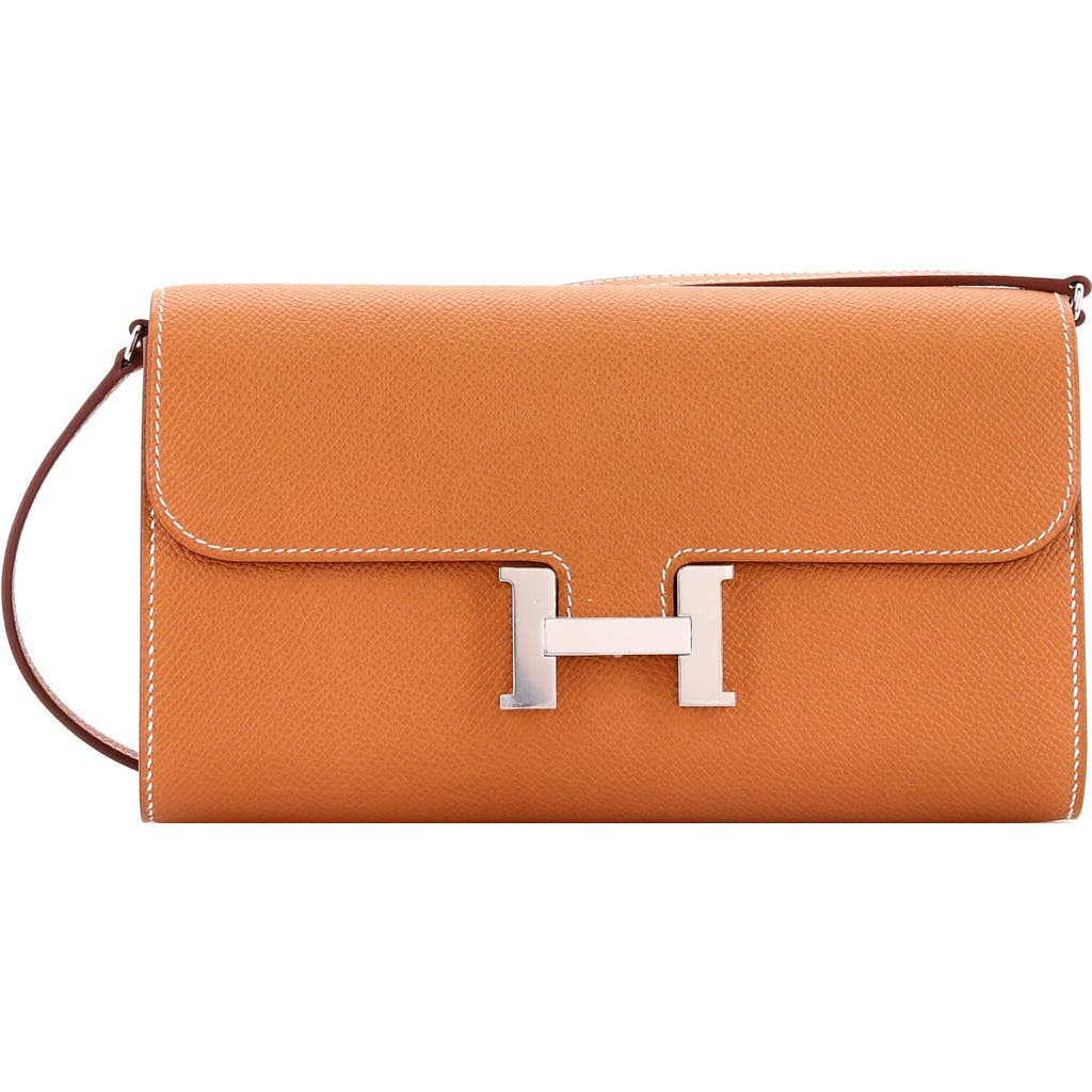 Pre-owned Hermes Hermes Constance To Go Wallet Epsom In Brown