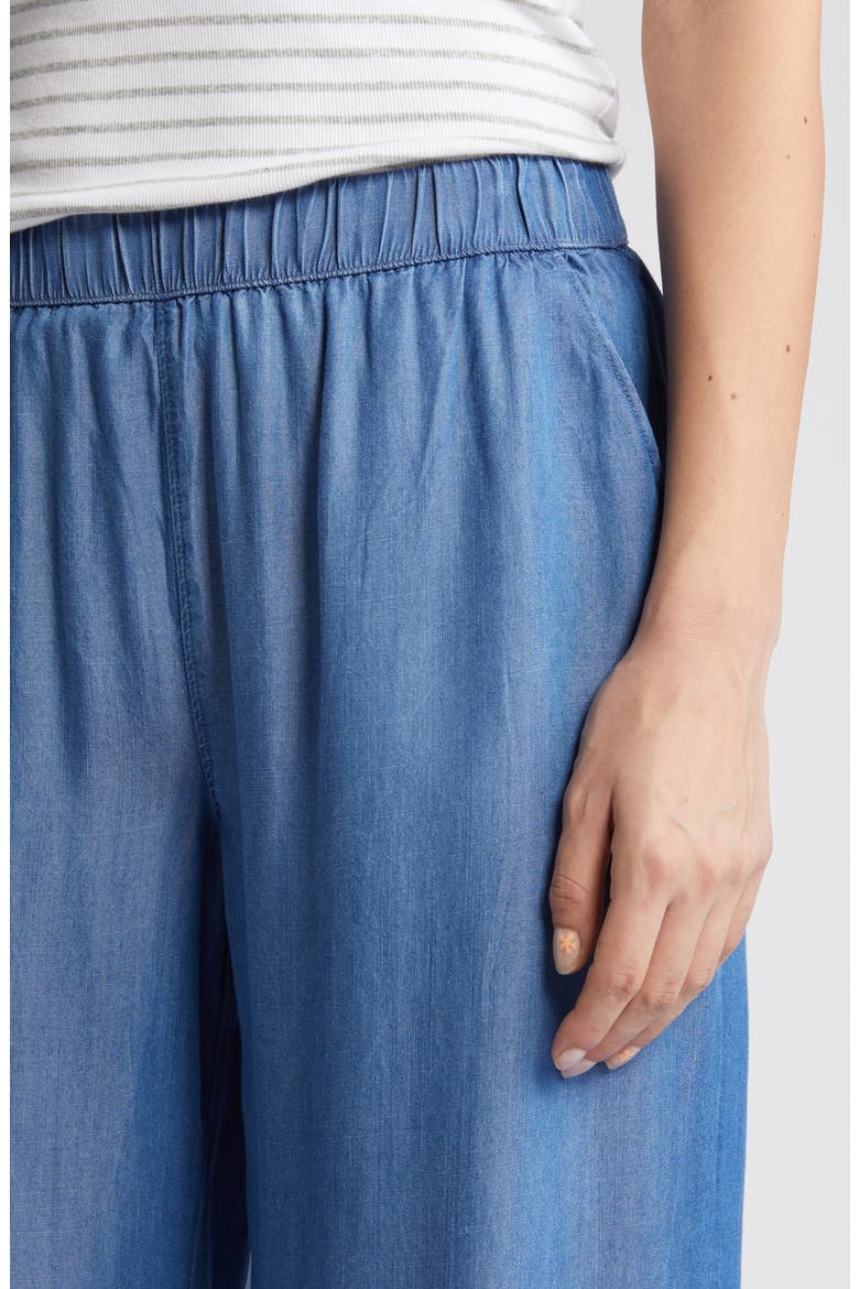 Drawstring Wide Leg Chambray Pants, Alternate, color, MEDIUM WASH