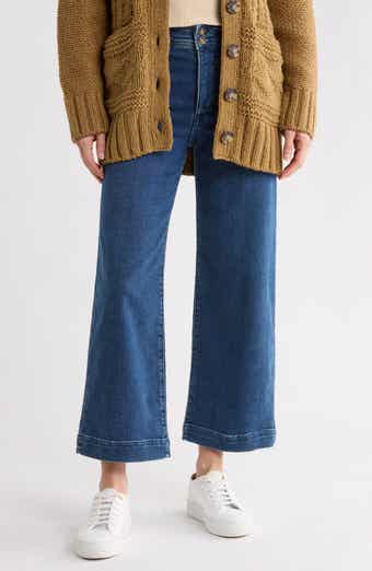 Stretch Terry High Waist Ankle Wide Leg Jeans