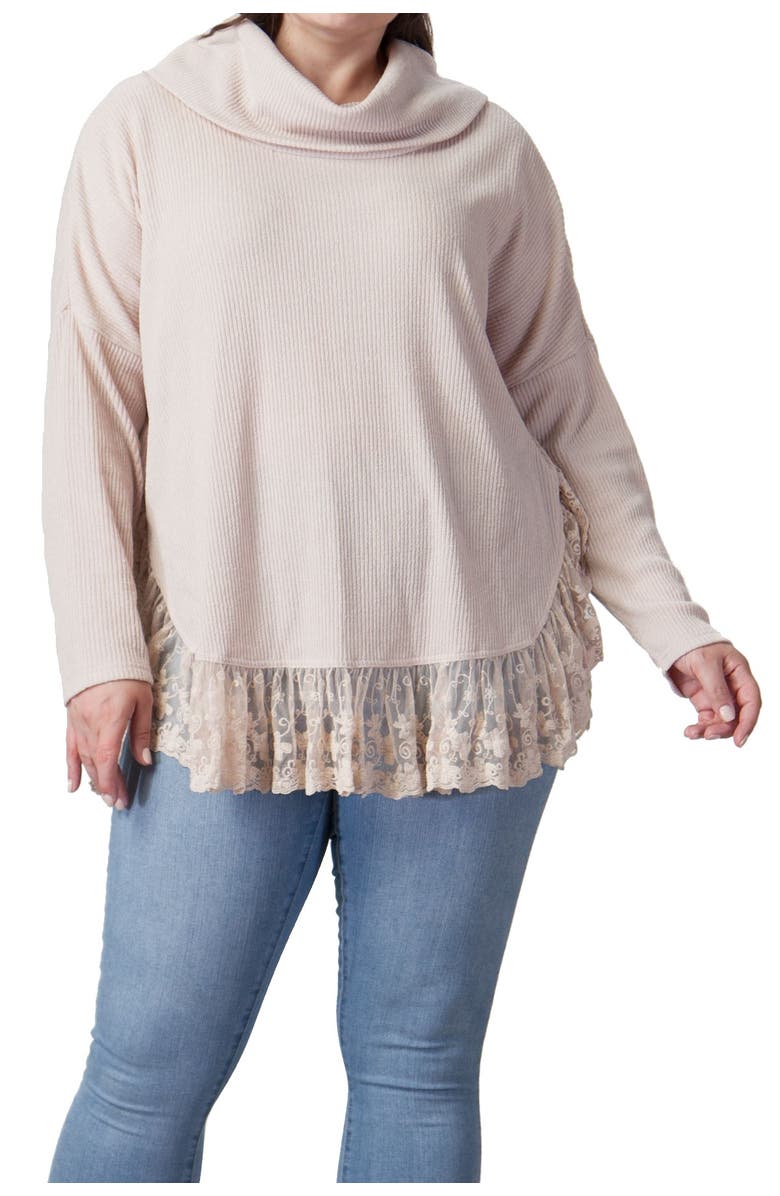A. CALIN Lace Hem Cowl Neck Sweater, Main, color, 